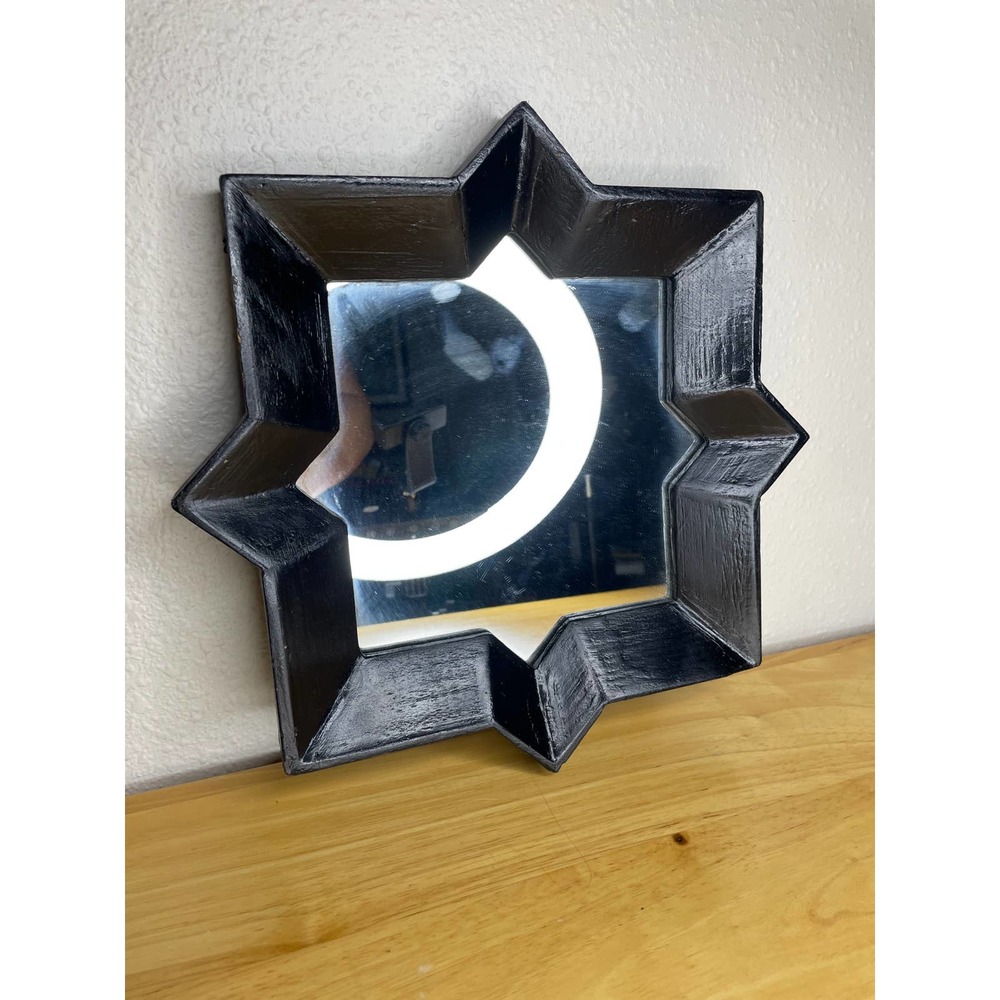 Boho Black Wooden Framed 8 Point Mirror- 12.5 Inch - Picture 2 of 6